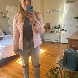 Pristine Burberry Quilted Collared Jacket in Pink - small stain great condition